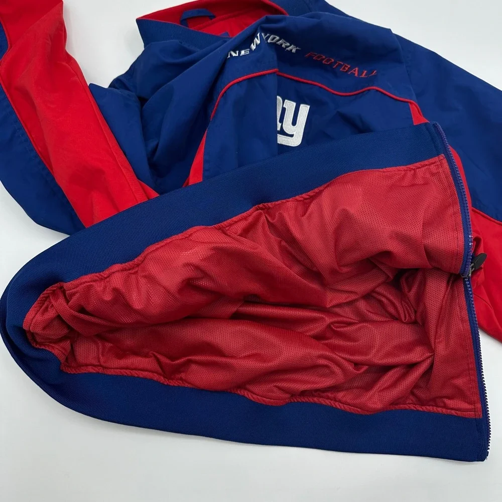 Reebok NFL On Field New York Giants Windbreaker Pullover Blue Red Mens XL VT Y2K - Picture 9 of 12